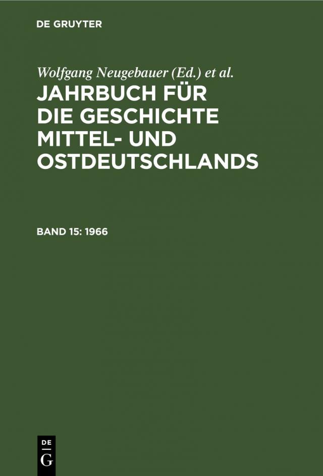 Jahrbuch für die Geschichte Mittel- und Ostdeutschlands / 1966