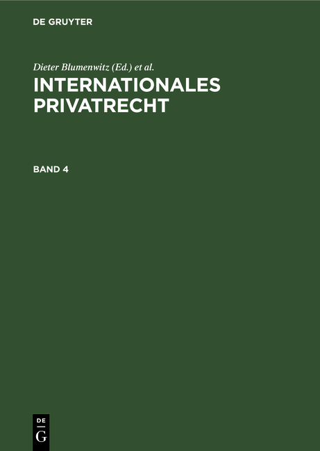 Internationales Privatrecht / Internationales Privatrecht. Band 4