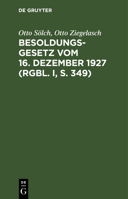 Besoldungsgesetz vom 16. Dezember 1927 (RGBl. I, S. 349)