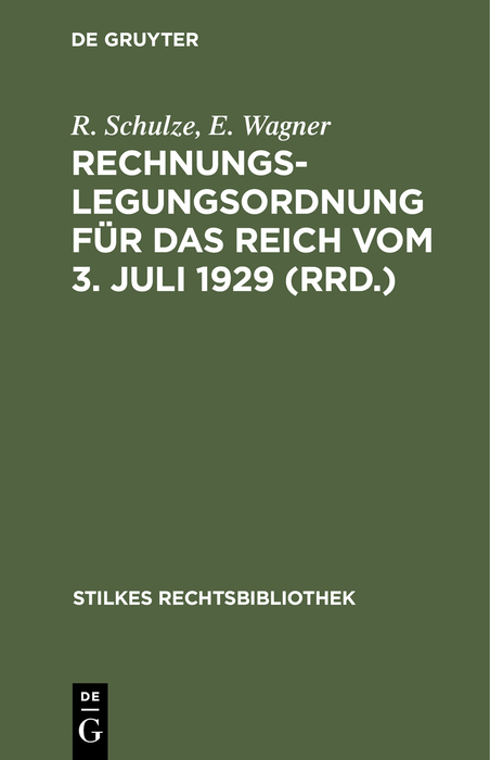 Rechnungslegungsordnung für das Reich vom 3. Juli 1929 (RRD.)