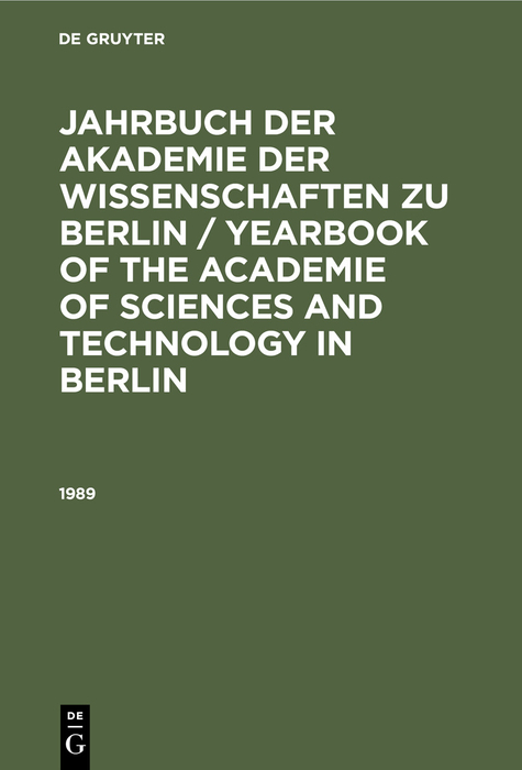 Jahrbuch der Akademie der Wissenschaften zu Berlin / Yearbook of... / 1989