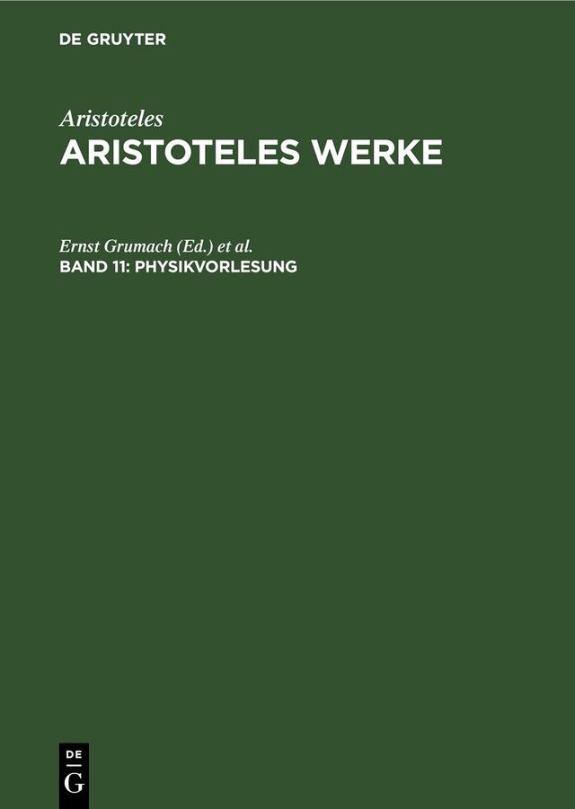 Aristoteles: Aristoteles Werke / Physikvorlesung