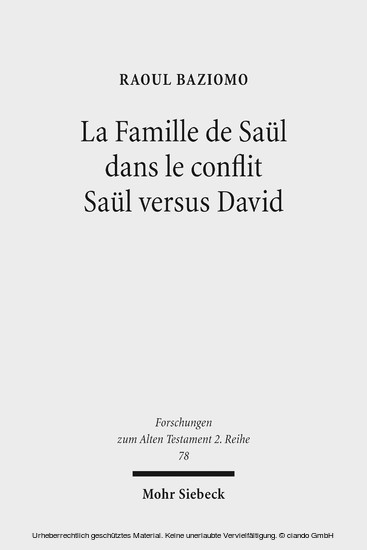 La Famille de Saül dans le conflit Saül versus David