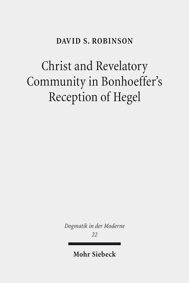 Christ and Revelatory Community in Bonhoeffer's Reception of Hegel