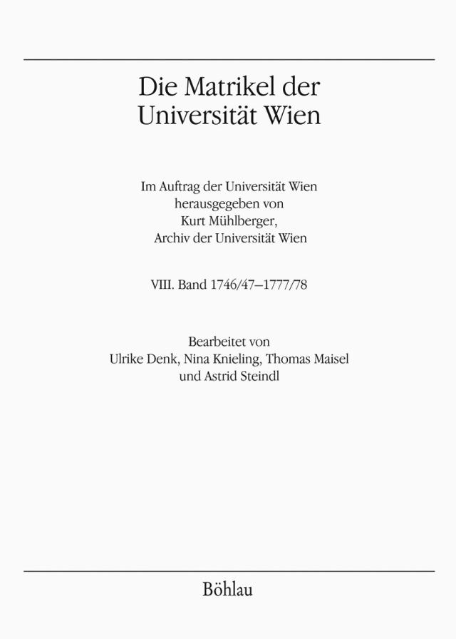 Die Matrikel der Universität Wien