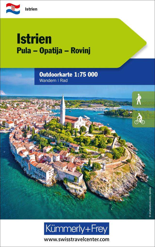 Istrien Pula, Opatija, Rovinj, Outdoorkarte Kroatien 1:75 000