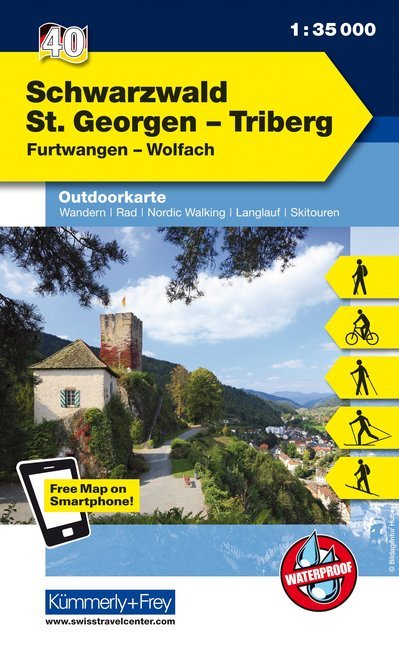 Kümmerly+Frey Outdoorkarte Schwarzwald St. Georgen-Triberg