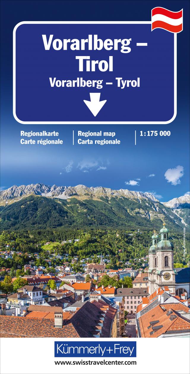 Vorarlberg - Tirol - Südtirol Regionalkarte Österreich 1: 175 000