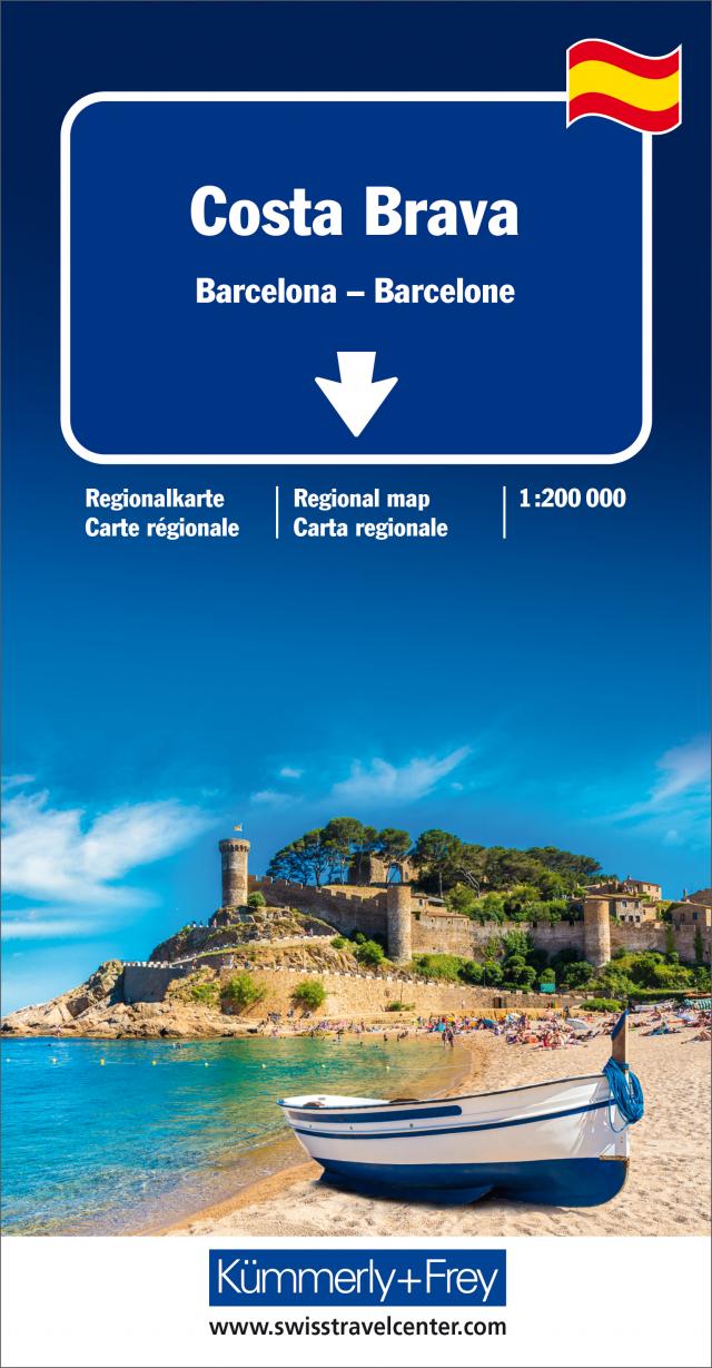Costa Brava, Barcelona Regionalkarte 1:200 000
