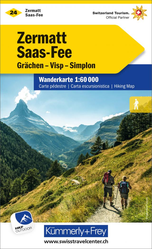 Zermatt - Saas Fee Grächen, Visp, Simplon, Nr. 24 Wanderkarte 1:60 000