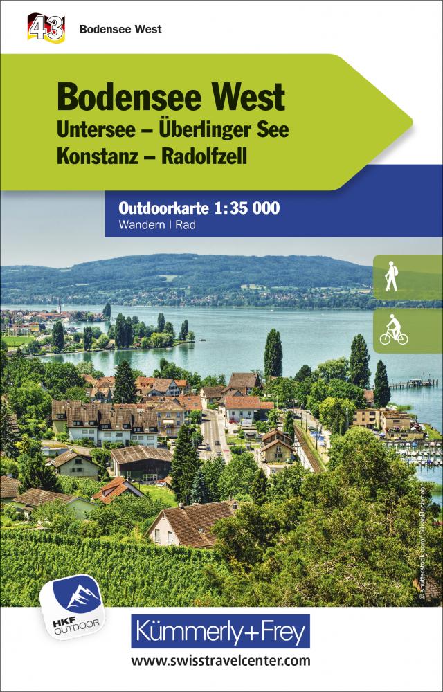 Bodensee West Untersee, Überlinger See, Konstanz, Radolfzell, Nr. 43 Outdoorkarte Deutschland 1:35 000