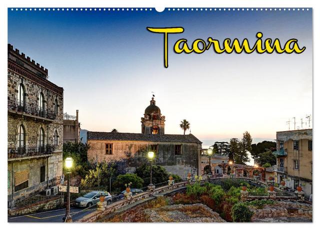 Taormina zur blauen Stunde (Wandkalender 2024 DIN A2 quer), CALVENDO Monatskalender