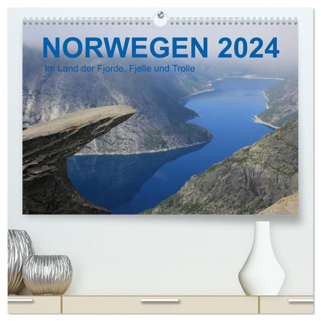 Norwegen 2024 - Im Land der Fjorde, Fjelle und Trolle (hochwertiger Premium Wandkalender 2024 DIN A2 quer), Kunstdruck in Hochglanz