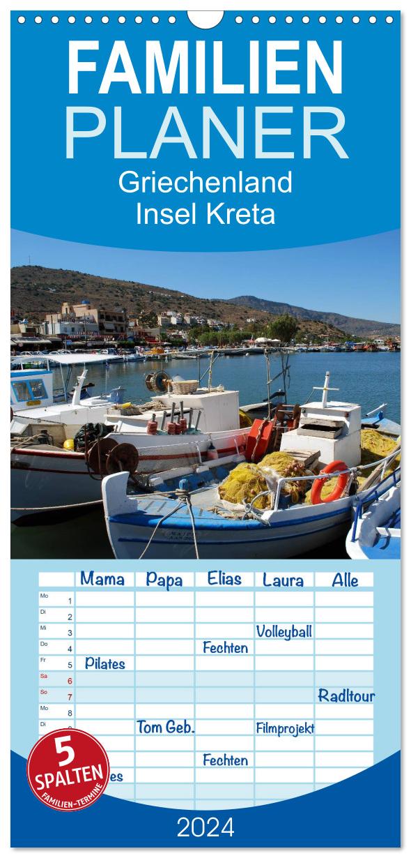 Familienplaner 2024 - Griechenland - Insel Kreta mit 5 Spalten (Wandkalender, 21 x 45 cm) CALVENDO