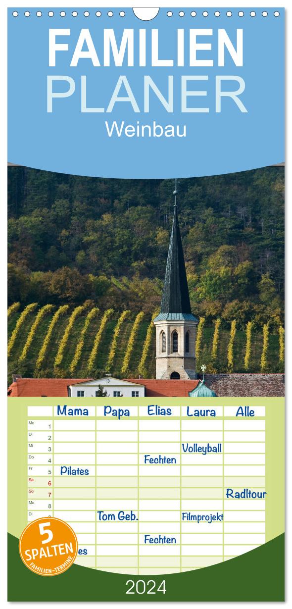 Familienplaner 2024 - Strukturen im Weinbau mit 5 Spalten (Wandkalender, 21 x 45 cm) CALVENDO