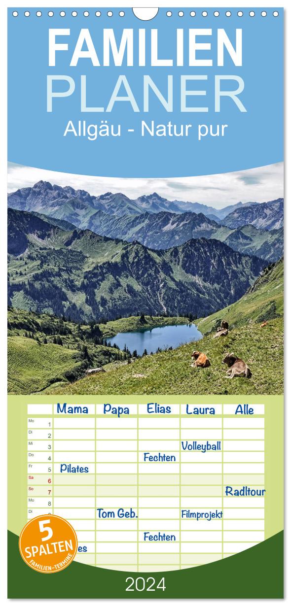Familienplaner 2024 - Allgäu - Natur pur mit 5 Spalten (Wandkalender, 21 x 45 cm) CALVENDO