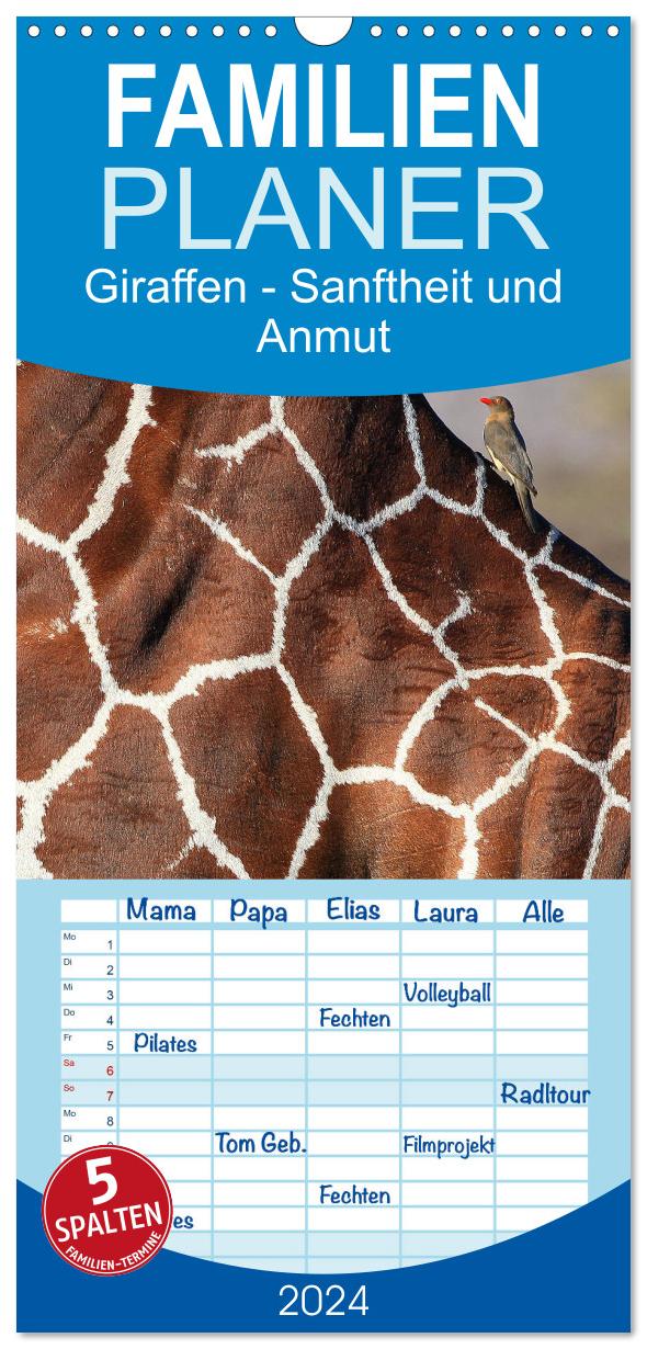 Familienplaner 2024 - Giraffen - Sanftheit und Anmut mit 5 Spalten (Wandkalender, 21 x 45 cm) CALVENDO