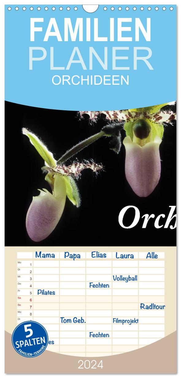 Familienplaner 2024 - Orchideen 2024 mit 5 Spalten (Wandkalender, 21 x 45 cm) CALVENDO