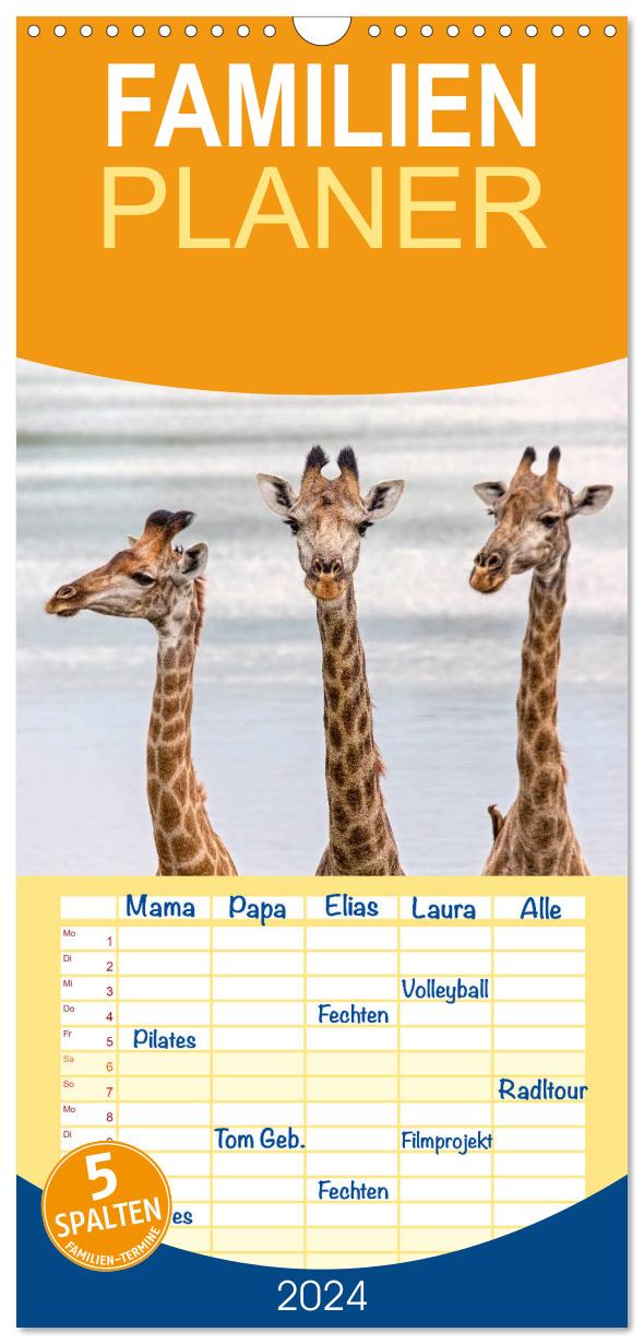 Familienplaner 2024 - Afrikas Tierwelt: Giraffen mit 5 Spalten (Wandkalender, 21 x 45 cm) CALVENDO