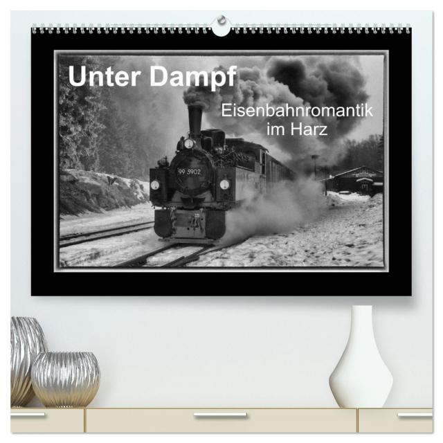 Unter Dampf - Eisenbahnromantik im Harz (hochwertiger Premium Wandkalender 2024 DIN A2 quer), Kunstdruck in Hochglanz