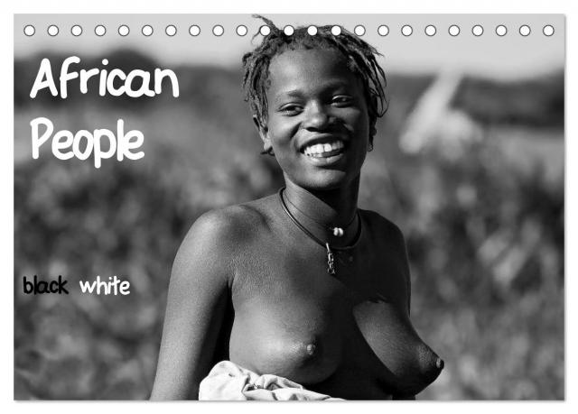 African People black white (Tischkalender 2024 DIN A5 quer), CALVENDO Monatskalender