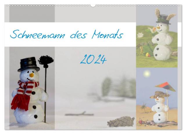 Schneemann des Monats 2024 (Wandkalender 2024 DIN A2 quer), CALVENDO Monatskalender