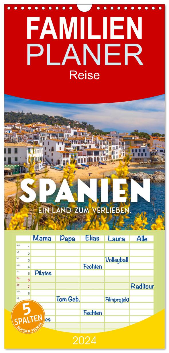 Familienplaner 2024 - Spanien - ein Land zum Verlieben. mit 5 Spalten (Wandkalender, 21 x 45 cm) CALVENDO