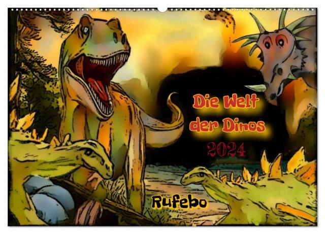 Die Welt der Dinos (Wandkalender 2024 DIN A2 quer), CALVENDO Monatskalender