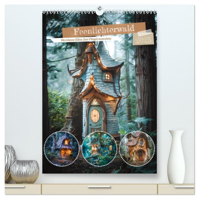 Feenlichterwald - Wo kleine Elfen ihre Flügel ausruhen (hochwertiger Premium Wandkalender 2025 DIN A2 hoch), Kunstdruck in Hochglanz
