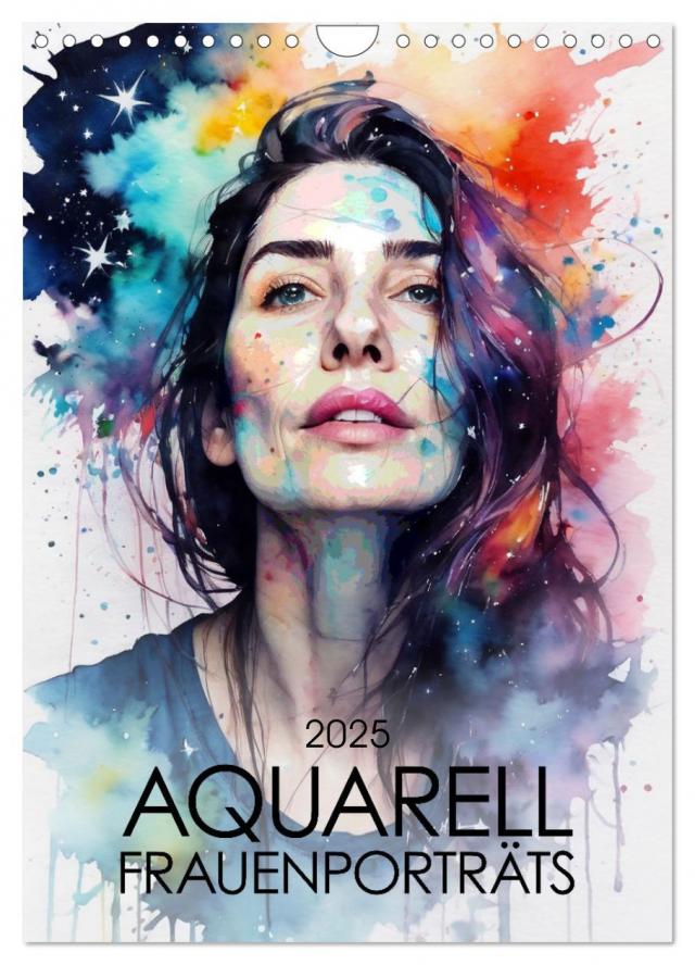 Aquarell-Frauenporträts (Wandkalender 2025 DIN A4 hoch), CALVENDO Monatskalender