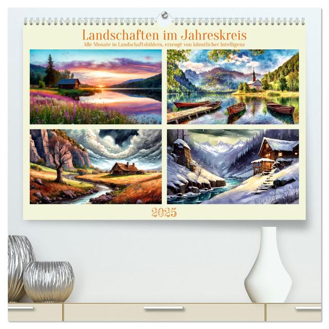 Landschaften im Jahreskreis (hochwertiger Premium Wandkalender 2025 DIN A2 quer), Kunstdruck in Hochglanz