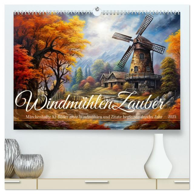 Windmühlenzauber (hochwertiger Premium Wandkalender 2025 DIN A2 quer), Kunstdruck in Hochglanz
