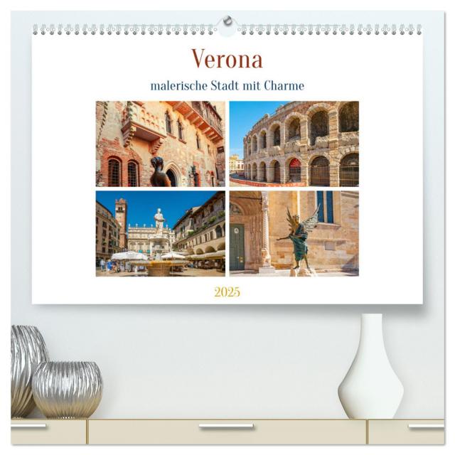 Verona - malerische Stadt mit Charme (hochwertiger Premium Wandkalender 2025 DIN A2 quer), Kunstdruck in Hochglanz