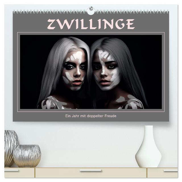 Zwillinge - Ein Jahr mit doppelter Freude (hochwertiger Premium Wandkalender 2025 DIN A2 quer), Kunstdruck in Hochglanz