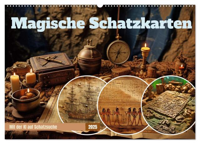 Magische Schatzkarten (Wandkalender 2025 DIN A2 quer), CALVENDO Monatskalender