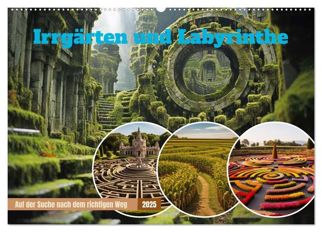Irrgärten und Labyrinthe (Wandkalender 2025 DIN A2 quer), CALVENDO Monatskalender
