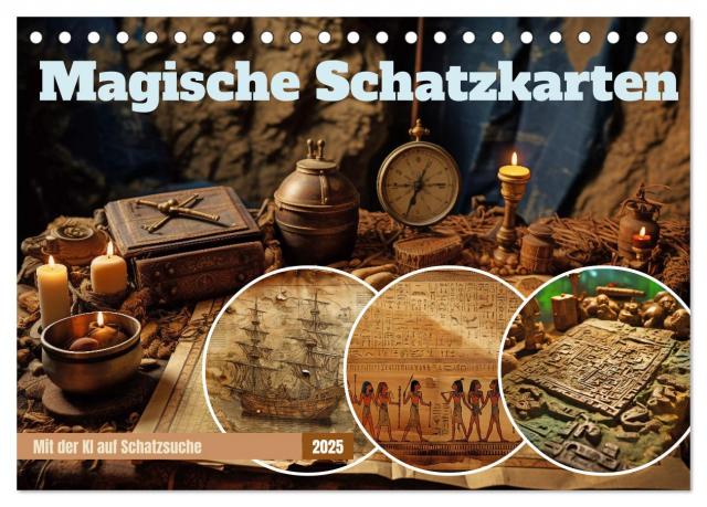 Magische Schatzkarten (Tischkalender 2025 DIN A5 quer), CALVENDO Monatskalender