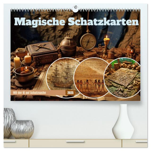 Magische Schatzkarten (hochwertiger Premium Wandkalender 2025 DIN A2 quer), Kunstdruck in Hochglanz
