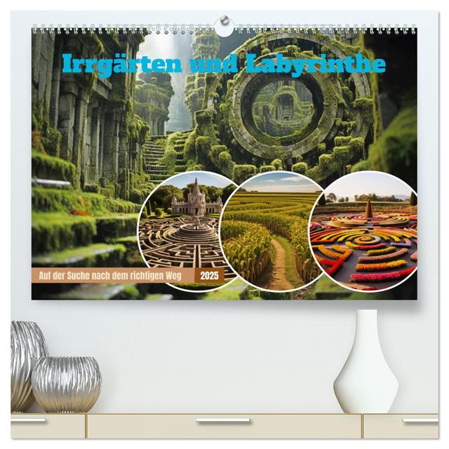 Irrgärten und Labyrinthe (hochwertiger Premium Wandkalender 2025 DIN A2 quer), Kunstdruck in Hochglanz