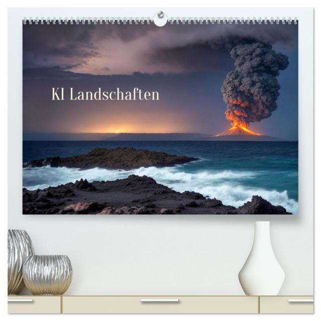 KI Landschaften (hochwertiger Premium Wandkalender 2025 DIN A2 quer), Kunstdruck in Hochglanz