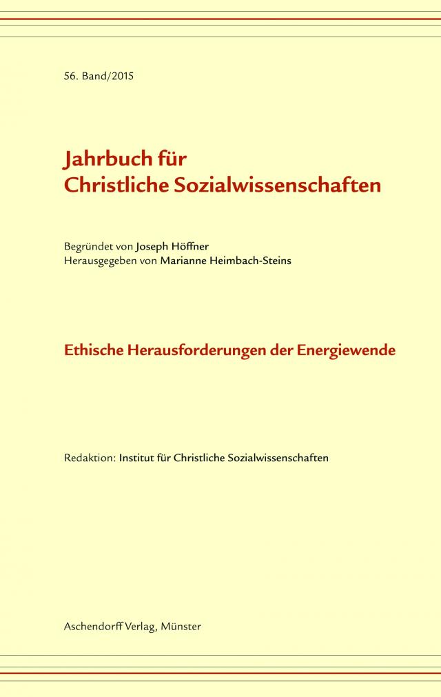 Jahrbuch für Christliche Sozialwissenschaften, Band 56 (2015)