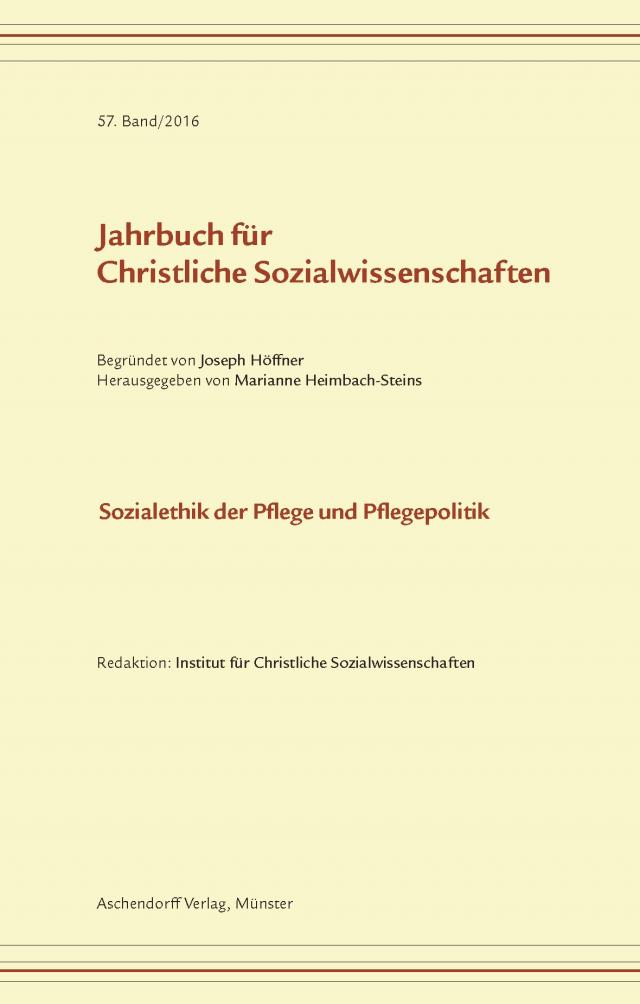Jahrbuch für christliche Sozialwissenschaften, Band 57 (2016)