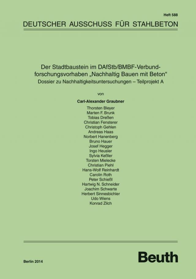 Der Stadtbaustein im DAfStb/BMBF-Verbundforschungsvorhaben 