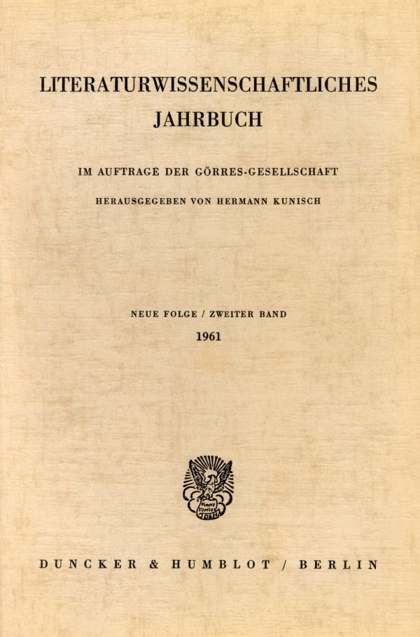 Literaturwissenschaftliches Jahrbuch.. Bd.2/1961