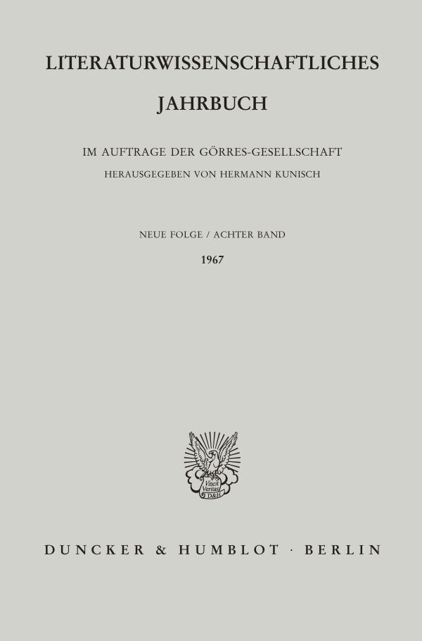 Literaturwissenschaftliches Jahrbuch.. Bd.8/1967