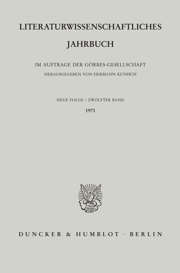 Literaturwissenschaftliches Jahrbuch.. Bd.12/1971