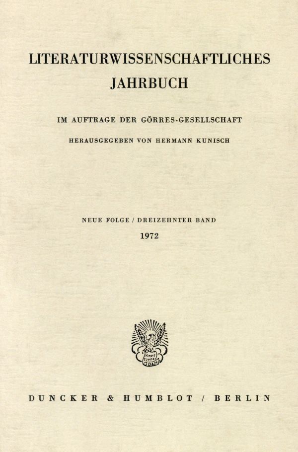 Literaturwissenschaftliches Jahrbuch.. Bd.13/1972