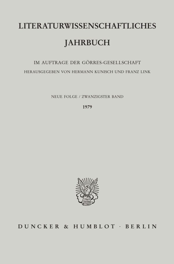 Literaturwissenschaftliches Jahrbuch.. Bd.20/1979