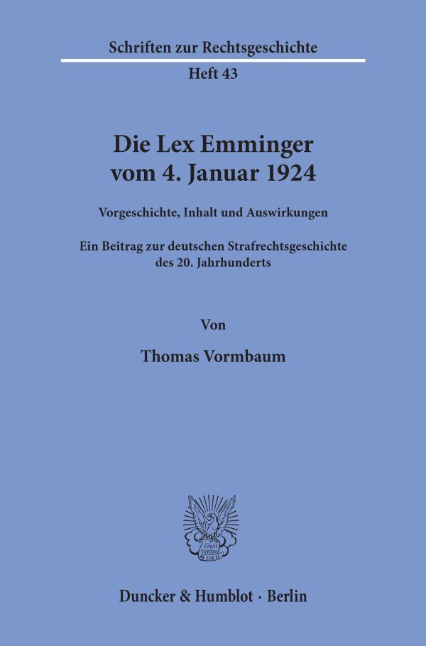 Die Lex Emminger vom 4. Januar 1924.