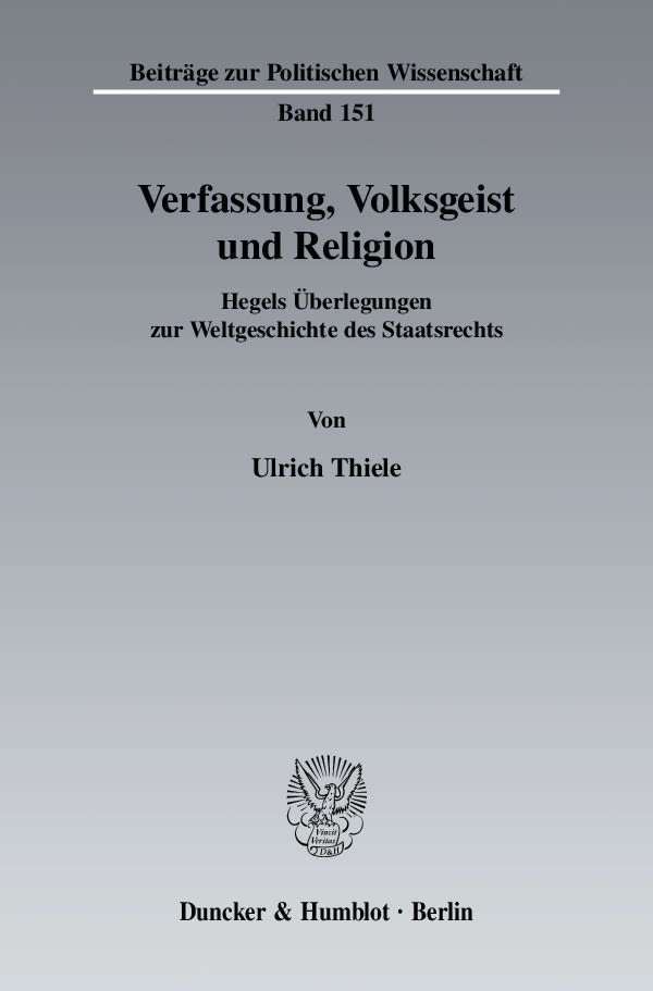 Verfassung, Volksgeist und Religion.